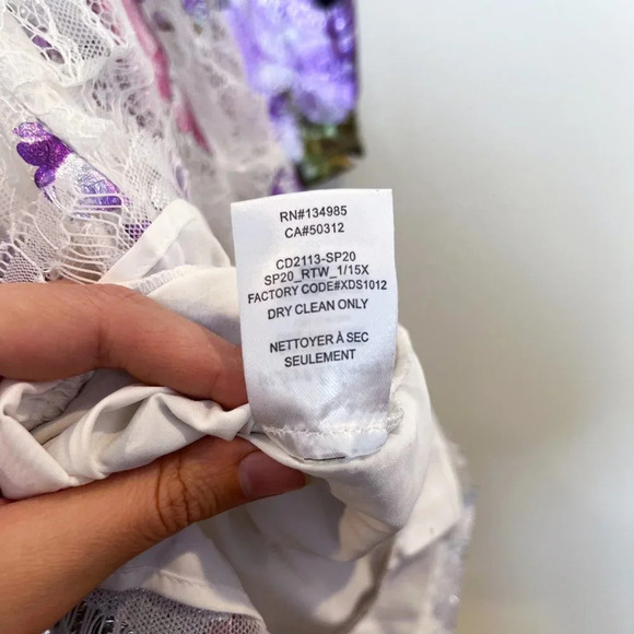 For Love & Lemons Purple Metallic Floral Lace Ruffle Cut Out Cocktail Mini Dress - Picture 13 of 13